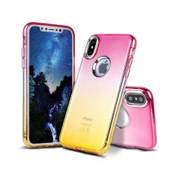 iPhone X (Ten) Two Tone Color Hybrid Case (Hotpink Gold)